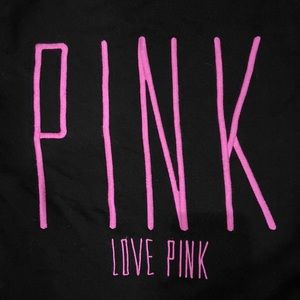 PINK Victoria secret black xs sweatshirt with hoodie LOVE PINK embroidered